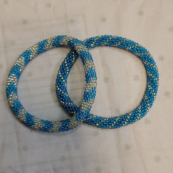 Set of 2 Sashka Bracelets - Blue & Silver - Picture 2 of 9